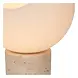 Lucide LED Tafellamp - DAVIN - Ø15cm - 1x E27 Fitting - Opalen Glas - Travertin Voet - Binnenverlichting - Niet Dimbaar