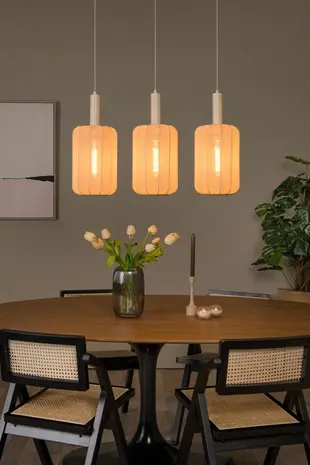 Lucide LED Tafellamp - CORINA - 3xE27 - Verstelbaar - Geschikt voor LED - Dimbaar - L90xB22xH185cm - Crème - Textiel - Binnenverlichting