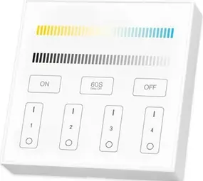 Mi-Light LED Wandbediening Miboxer - TW Tunable White Dual White - Wit Opbouw 86x86MM - 4 zones | RF 2.4Ghz - Lichtkleur bedienbaar en Dimbaar | Draadloos 3V AAA batterij