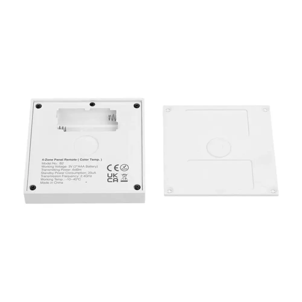 Mi-Light LED Wandbediening Miboxer - TW Tunable White Dual White - Wit Opbouw 86x86MM - 4 zones | RF 2.4Ghz - Lichtkleur bedienbaar en Dimbaar | Draadloos 3V AAA batterij