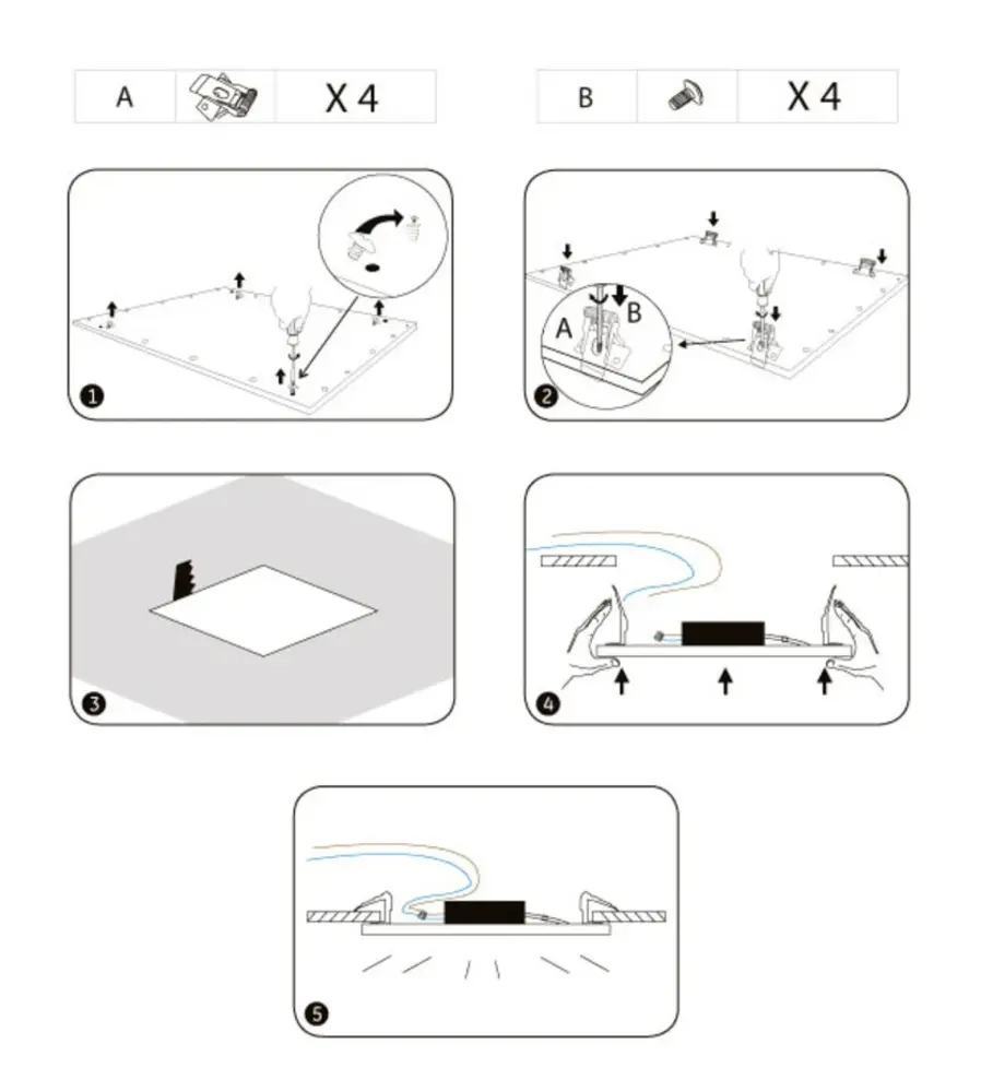 Spectrum LED Paneel toebehoren | veerklemmen montageklemmen - voor verlaagd plafond - 4 klemmen
