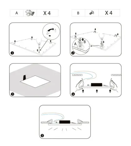 Spectrum voor de installateur LED Paneel toebehoren | veerklemmen montageklemmen - voor verlaagd plafond - 4 klemmen