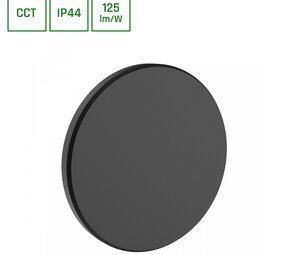 LED Wandlamp - PIATTA 9W CCT - 230V - IP44 - 120x47mm Zwart Rond - Verstelbare Lichtkleur (3000/4000/6000K) voor Binnen en Buiten