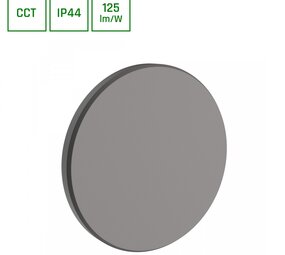 LED Wandlamp - PIATTA 9W CCT - 230V - IP44 - 120x47mm Grijs Rond - Verstelbare Lichtkleur (3000/4000/6000K) voor Binnen en Buiten