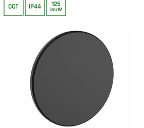 LED Wandlamp - PIATTA 12W CCT - 230V - IP44 - 180x47mm Zwart Rond - Verstelbare Lichtkleur (3000/4000/6000K) voor Binnen en Buiten