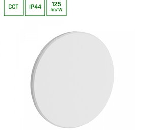 LED Wandlamp - PIATTA 12W CCT - 230V - IP44 - 180x47mm Wit Rond - Verstelbare Lichtkleur (3000/4000/6000K) voor Binnen en Buiten