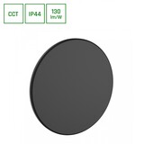 LED Wandlamp - PIATTA 18W CCT - 230V - IP44 - 250x47mm - Zwart Rond - Verstelbare Lichtkleur (3000/4000/6000K) voor Binnen en Buiten