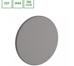 LED Wandlamp - PIATTA 18W CCT - 230V - IP44 - 250x47mm - Grijs Rond - Verstelbare Lichtkleur (3000/4000/6000K) voor Binnen en Buiten
