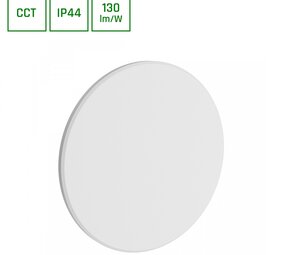 LED Wandlamp - PIATTA 18W CCT - 230V - IP44 - 250x47mm - Wit Rond - Verstelbare Lichtkleur (3000/4000/6000K) voor Binnen en Buiten