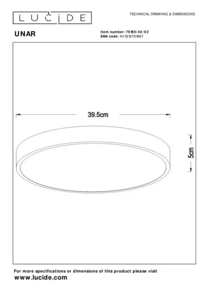 Lucide LED Plafondlamp - Unar Goud - 395MM - 24W 1550Lm - 2700K 827 Warm Wit  | Step Dim - Dimbaar in 3 stappen
