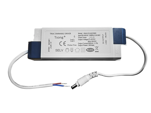 LCB LED Europe  Dimbare LED Driver - 32W 27-42V 900mA - Flickervrij | TRIAC Dimbaar Fase af- en aansnijding - Uitsluitend geschikt voor LED Panelen