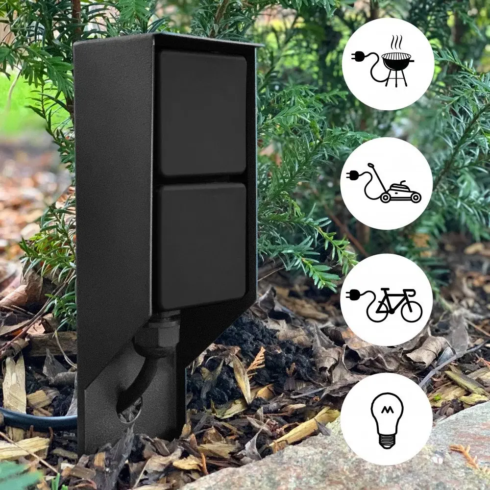 KS VERLICHTING Buitenstopcontact Dubbel 2x230V – Waterdicht IP44 – Tuin Stekkerdoos met Grondpin – 38cm  | Geschikt voor Buitengebruik - 38cm Hoog KS VERLICHTING Buitenstopcontact Dubbel 2x230V – Waterdicht IP44 – Tuin Stekkerdoos met Grondpin – 38cm  | Geschikt voor Buitengebruik - 38cm Hoog
