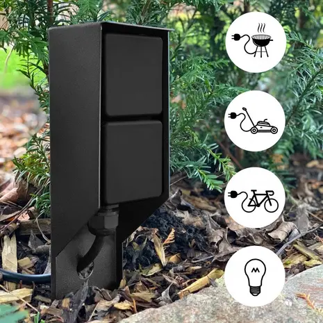 KS VERLICHTING Buitenstopcontact Dubbel 2x230V – Waterdicht IP44 – Tuin Stekkerdoos met Grondpin – 38cm  | Geschikt voor Buitengebruik - 38cm Hoog KS VERLICHTING Buitenstopcontact Dubbel 2x230V – Waterdicht IP44 – Tuin Stekkerdoos met Grondpin – 38cm  | Geschikt voor Buitengebruik - 38cm Hoog