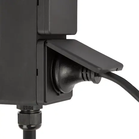 KS VERLICHTING Buitenstopcontact Double Wall - 2 Stroompunten - IP44 - RVS - Zwart - Tuinstopcontact - 230V - Geschikt voor Buiten gebruik