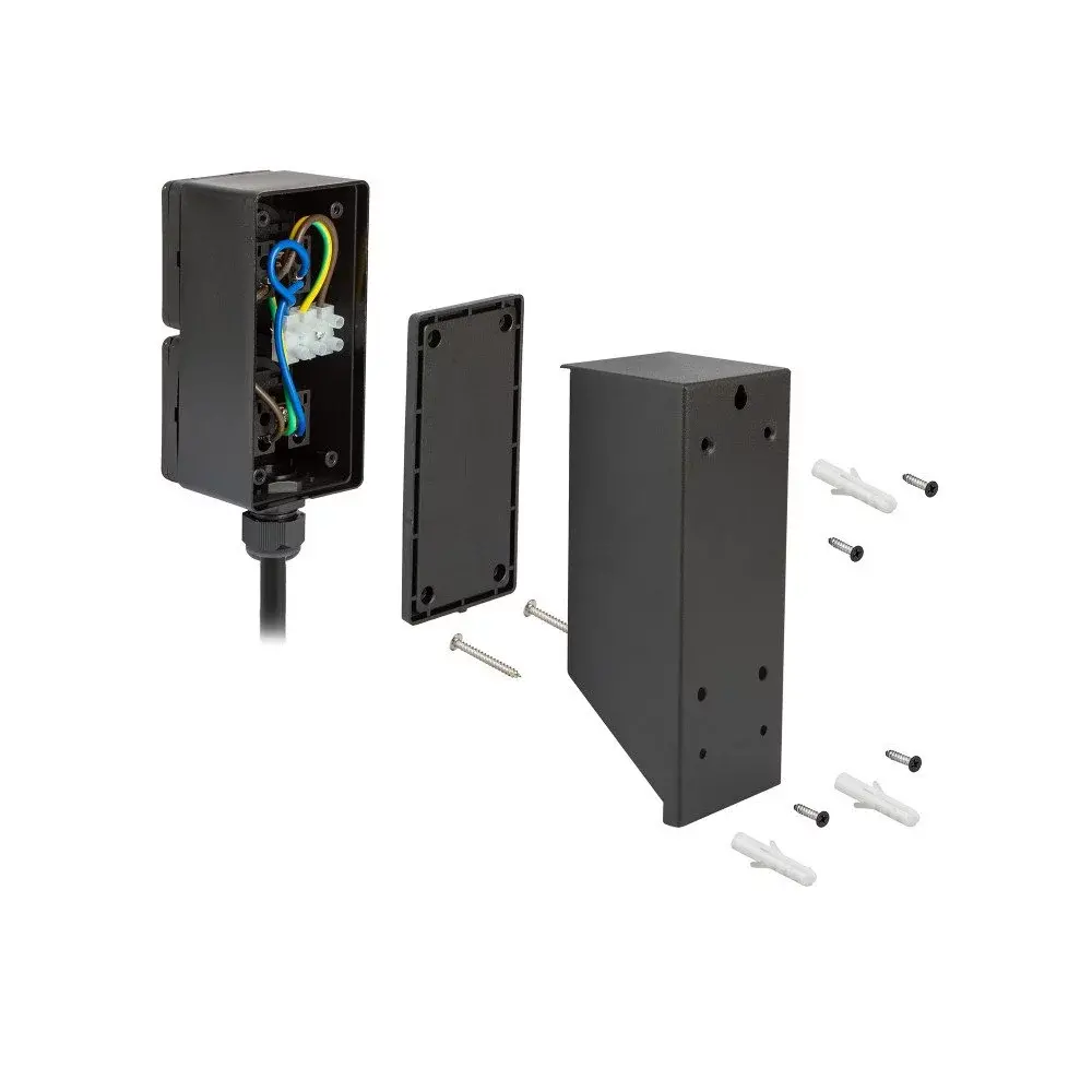 KS VERLICHTING Buitenstopcontact Double Wall - 2 Stroompunten - IP44 - RVS - Zwart - Tuinstopcontact - 230V - Geschikt voor Buiten gebruik