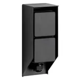 KS VERLICHTING Buitenstopcontact Double Wall - 2 Stroompunten - IP44 - RVS - Zwart - Tuinstopcontact - 230V - Geschikt voor Buiten gebruik