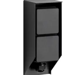 KS VERLICHTING Buitenstopcontact Double Wall - 2 Stroompunten - IP44 - RVS - Zwart - Tuinstopcontact - 230V - Geschikt voor Buiten gebruik