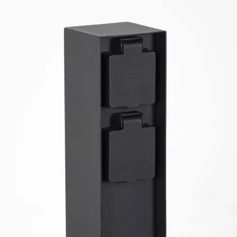 KS VERLICHTING Tuinstopcontact - Dubbel - Charge 2 - IP44 - RVS - Zwart - 220-240V - Geschikt voor Buiten gebruik - Hoogte 23cm