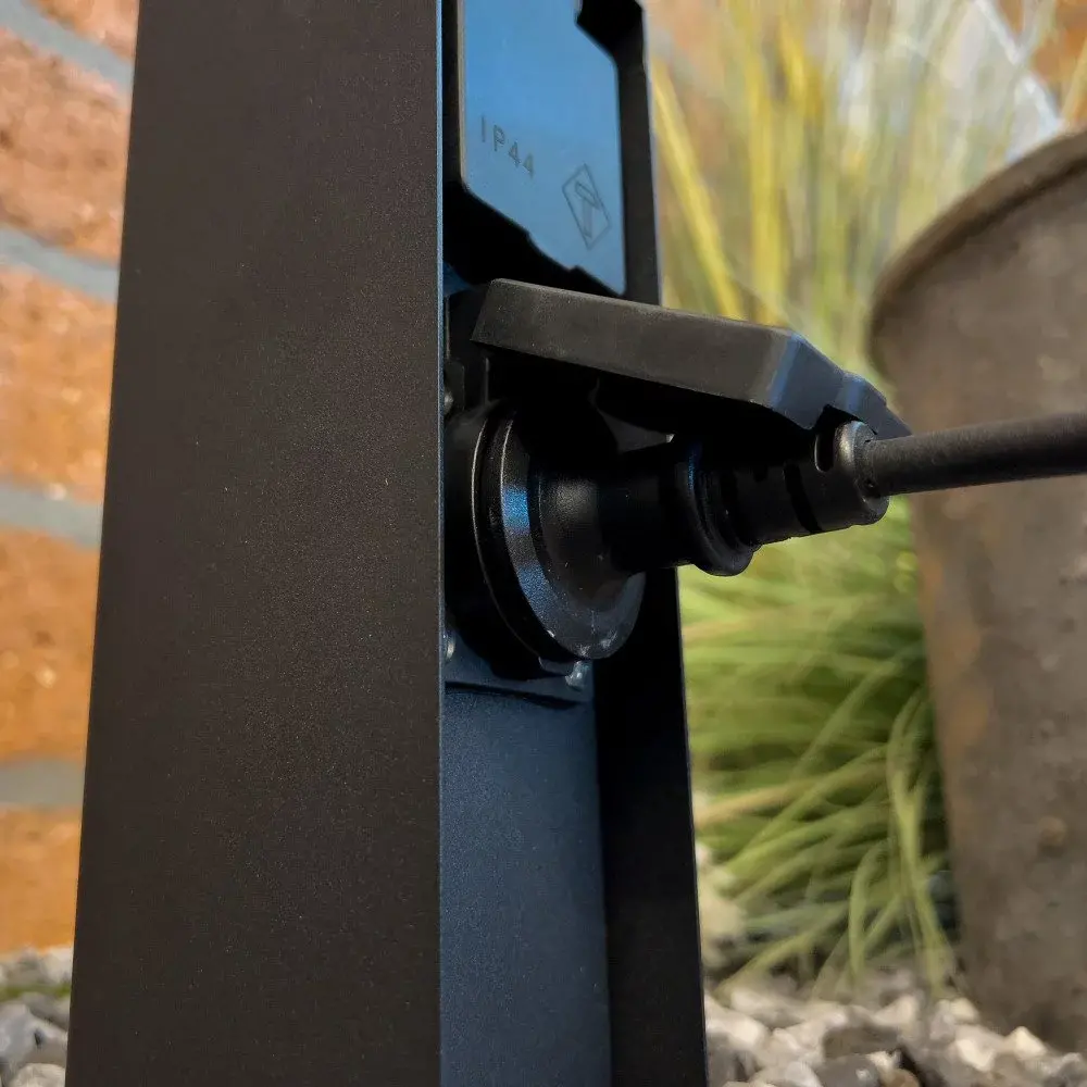 KS VERLICHTING Tuinstopcontact - Dubbel - Charge 2 - IP44 - RVS - Zwart - 220-240V - Geschikt voor Buiten gebruik - Hoogte 23cm