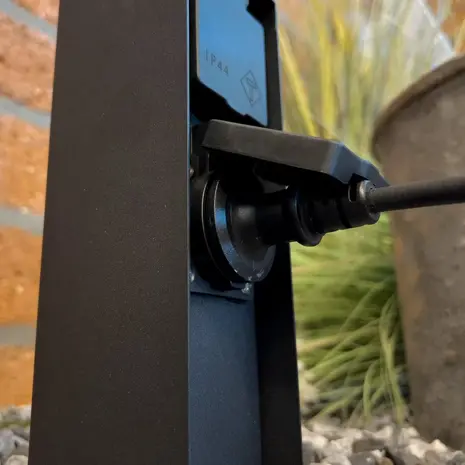 KS VERLICHTING Tuinstopcontact - Dubbel - Charge 2 - IP44 - RVS - Zwart - 220-240V - Geschikt voor Buiten gebruik - Hoogte 23cm