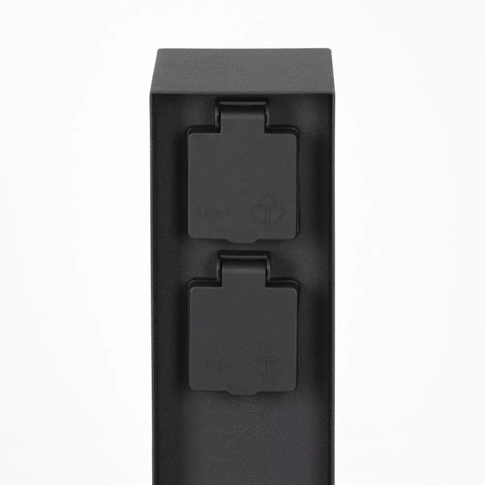 KS VERLICHTING Tuinstopcontact - Dubbel - Charge 2 - IP44 - RVS - Zwart - 220-240V - Geschikt voor Buiten gebruik - Hoogte 23cm