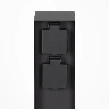 KS VERLICHTING Tuinstopcontact - Dubbel - Charge 2 - IP44 - RVS - Zwart - 220-240V - Geschikt voor Buiten gebruik - Hoogte 23cm