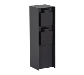 KS VERLICHTING Tuinstopcontact - Dubbel - Charge 2 - IP44 - RVS - Zwart - 220-240V - Geschikt voor Buiten gebruik - Hoogte 23cm