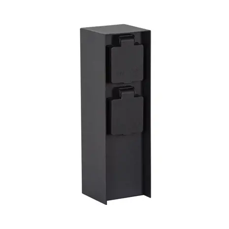 KS VERLICHTING Tuinstopcontact - Dubbel - Charge 2 - IP44 - RVS - Zwart - 220-240V - Geschikt voor Buiten gebruik - Hoogte 23cm