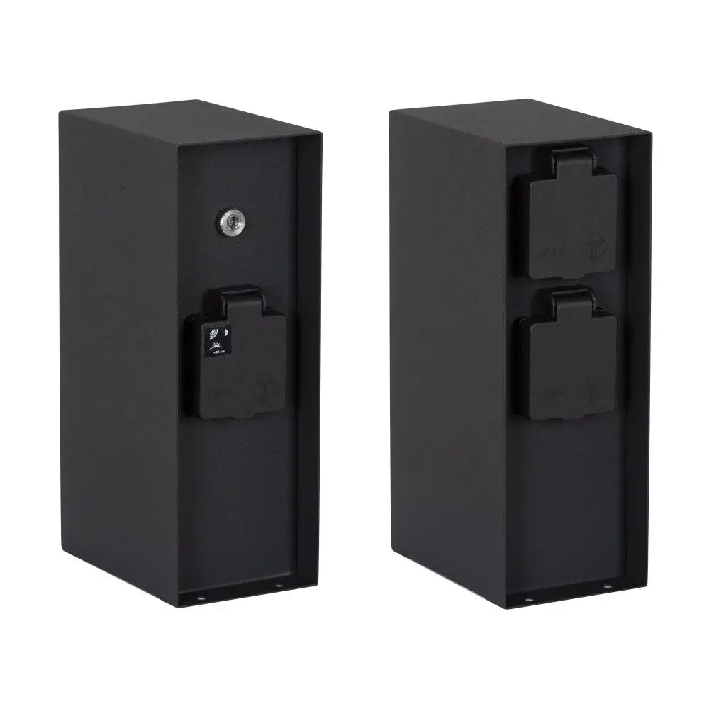 KS VERLICHTING Tuinstopcontact - Charge 3 - 3 Stopcontacten - IP44 - RVS - Zwart - Met Schemersensor - Geschikt voor Buiten gebruik KS VERLICHTING Tuinstopcontact - Charge 3 - 3 Stopcontacten - IP44 - RVS - Zwart - Met Schemersensor - Geschikt voor Buiten gebruik