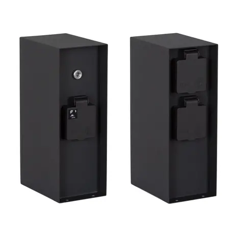 KS VERLICHTING Tuinstopcontact - Charge 3 - 3 Stopcontacten - IP44 - RVS - Zwart - Met Schemersensor - Geschikt voor Buiten gebruik KS VERLICHTING Tuinstopcontact - Charge 3 - 3 Stopcontacten - IP44 - RVS - Zwart - Met Schemersensor - Geschikt voor Buiten gebruik