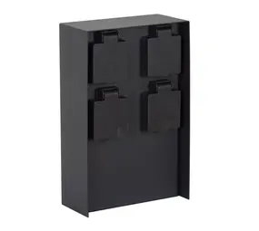KS VERLICHTING Tuinstopcontact - Charge 4 - 4 Stopcontacten - IP44 - Zwart - RVS - 220-240V - Geschikt voor Buiten gebruik - Hoogte 23cm