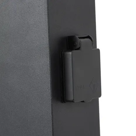 KS VERLICHTING LED Tuinlamp met 2 stopcontacten - Fiss - Zwart - RVS - E27 Fitting - IP44 - 45cm - Max 40W - 230V