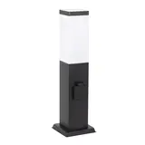 KS VERLICHTING LED Tuinlamp met 2 stopcontacten - Fiss - Zwart - RVS - E27 Fitting - IP44 - 45cm - Max 40W - 230V