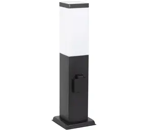 KS VERLICHTING LED Tuinlamp met 2 stopcontacten - Fiss - Zwart - RVS - E27 Fitting - IP44 - 45cm - Max 40W - 230V