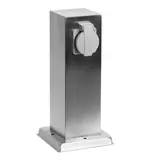 KS VERLICHTING Tuinstopcontact - Zilver - IP44 Waterdicht - Dubbel - 2 stopcontacten - RVS - 26,5cm - 230V - Geschikt voor Buiten gebruik