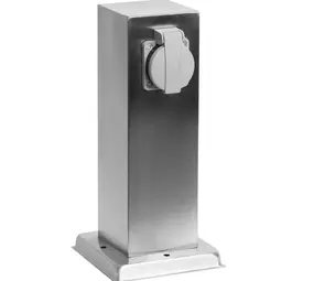 KS VERLICHTING Tuinstopcontact - Zilver - IP44 Waterdicht - Dubbel - 2 stopcontacten - RVS - 26,5cm - 230V - Geschikt voor Buiten gebruik