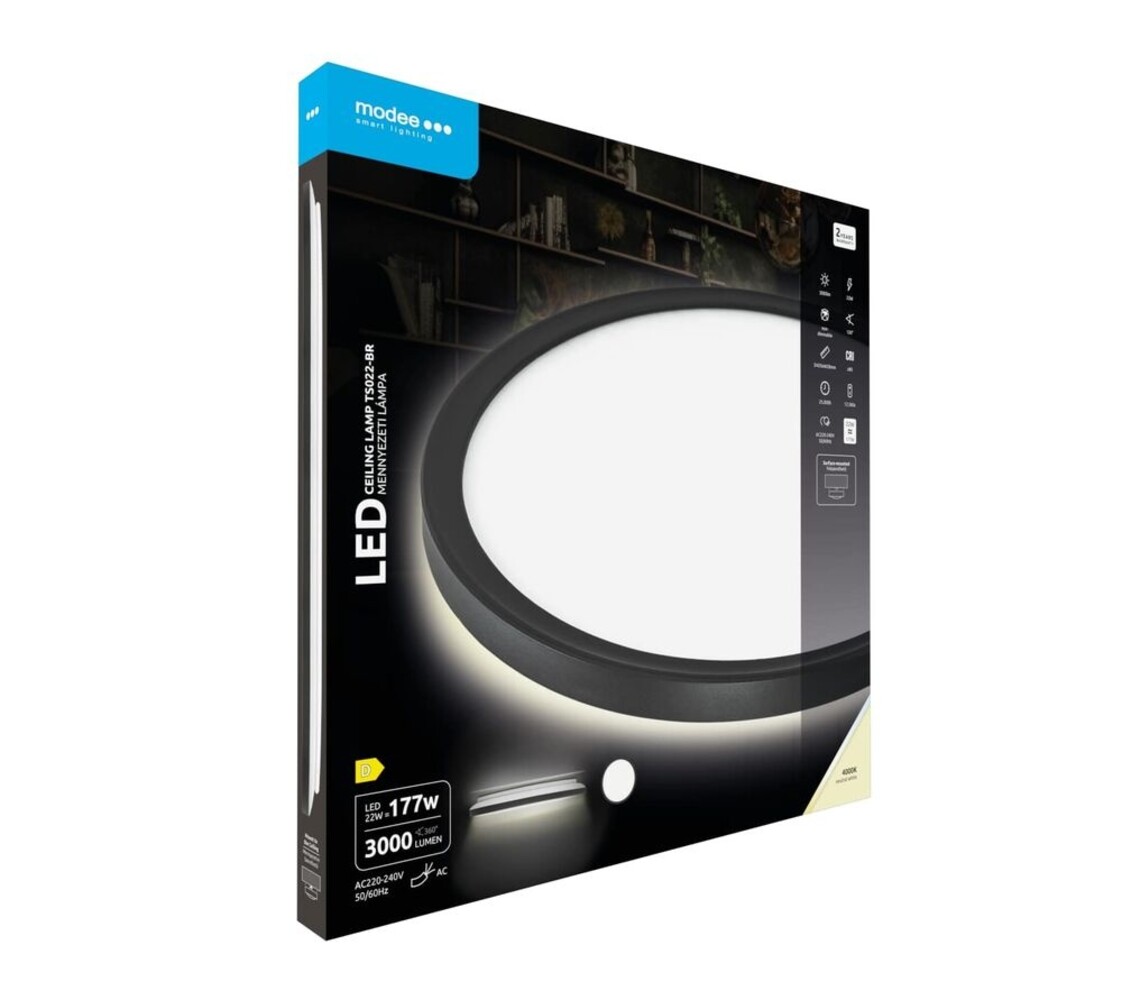 Modee Lighting LED Plafondlamp - Zwart - Rond - 22W 3000lm - 4000K 840 | D420x28mm