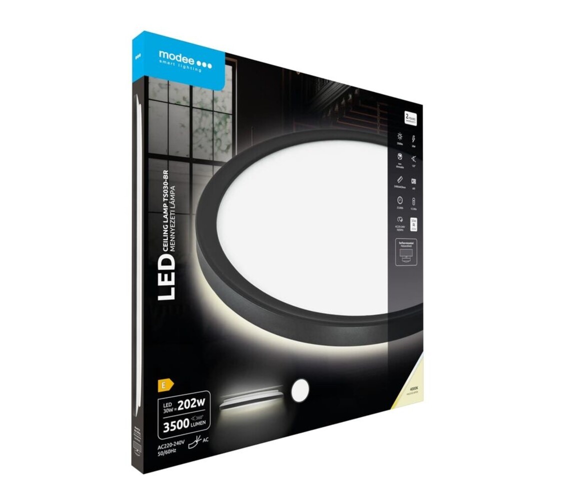 Modee Lighting LED Plafondlamp - Zwart - Rond - 30W 3500lm - 4000K 840 | D480x28mm Modee Lighting LED Plafondlamp - Zwart - Rond - 30W 3500lm - 4000K 840 | D480x28mm