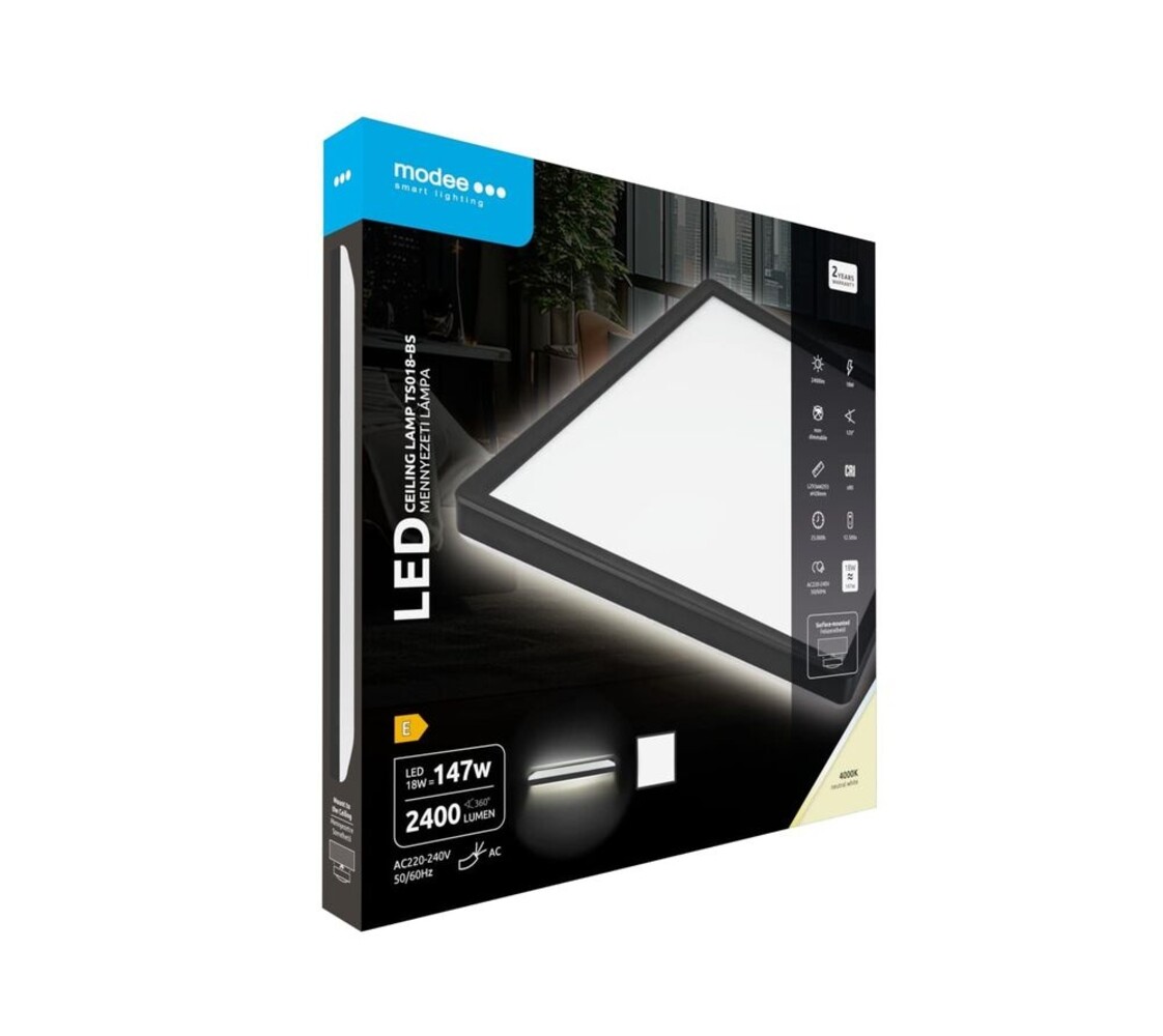 Modee Lighting LED Plafondlamp - Zwart - Vierkant - 18W 2400lm - 4000K 840 | 293x293x28mm Modee Lighting LED Plafondlamp - Zwart - Vierkant - 18W 2400lm - 4000K 840 | 293x293x28mm