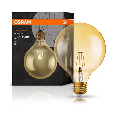 Ledvance LED Lamp - E27 - Filament - 2.5W 220lm - 2400K Extra Warm Wit Licht | Vintage 1906 Globe 22