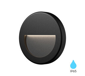 LCB LED Europe  LED Wandlamp - IP65 - 3W 240lm - 3000K 830 - Zwart - Rond | VEKTA B