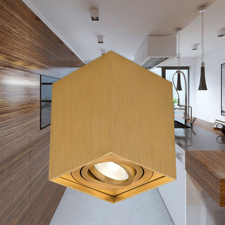 LCB LED Europe LED Opbouwspot - GU10 - IP20 - 80x80x100mm - Aluminium Goud - Kantelbaar - Max 35W | GAMA LCB LED Europe LED Opbouwspot - GU10 - IP20 - 80x80x100mm - Aluminium Goud - Kantelbaar - Max 35W | GAMA