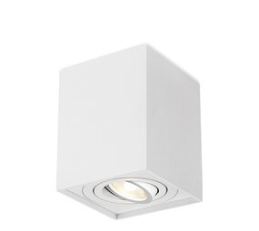LCB LED Europe  LED Opbouwspot - GU10 - IP20 - 80x80x100mm - Aluminium Wit - Kantelbaar - Max 35W | GAMA