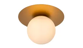 Lucide LED Plafondlamp - TRICIA  25 cm -  1 Lichts E27 fitting - Mat Goud / Messing  | Vintage Globe Lucide LED Plafondlamp - TRICIA  25 cm -  1 Lichts E27 fitting - Mat Goud / Messing  | Vintage Globe