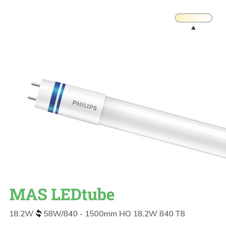 Philips LED Buis T8 - MASTER (EM/Mains) High Output - 18.2W 3100Lm - 840 Koel Wit | 150cm - T8 Fitting - Vervangt 58W