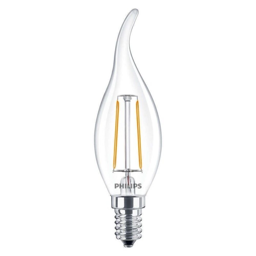 Philips LED Verlichting | Officieel distributeur CorePro LED candle E14 gebogen punt Filament Helder 2W 250lm - 927 Zeer Warm Wit | - Niet Dimbaar - Vervangt 25W