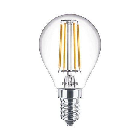 Philips Dimbare LED Filament Kogellamp E14 P45 - 3.4W 470Lm - 2700K 927 Warm Wit | TRIAC DIM - Helder glas - Vervangt 40W Philips Dimbare LED Filament Kogellamp E14 P45 - 3.4W 470Lm - 2700K 927 Warm Wit | TRIAC DIM - Helder glas - Vervangt 40W