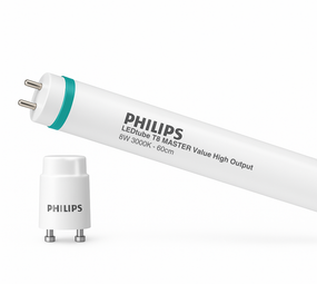 Philips LED Verlichting | Officieel distributeur LED Buis T8 MASTER Value (EM/Mains) High Output 8W 1000lm - 830 Warm Wit | 60cm - Vervangt 18W
