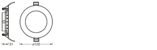 Ledvance Zakelijk: Professionele LED Verlichting & Armaturen LED Downlight Slim Recess Wit 8W 550lm 110D - 830 Warm Wit | 120mm - Zaagmaat 105mm