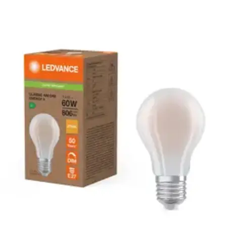 Ledvance LED Lamp - Classic A60 Filament - 2.2W - E27 - Dimbaar - Energieklasse A - Frosted - 827 Ledvance LED Lamp - Classic A60 Filament - 2.2W - E27 - Dimbaar - Energieklasse A - Frosted - 827